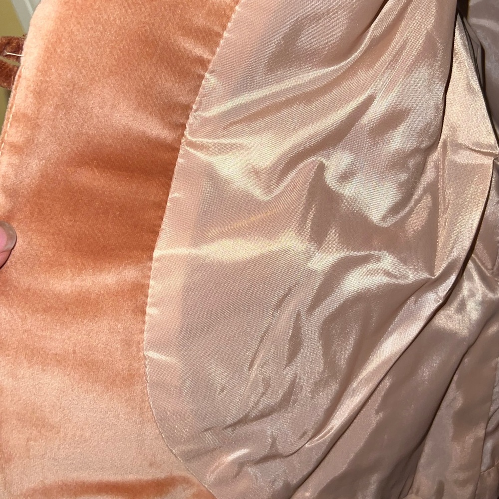 Vintage Strawberry Plant Tan Velvet Long Puffed Sleeve Blazer Jacket Size 3-4 - Picture 9 of 13